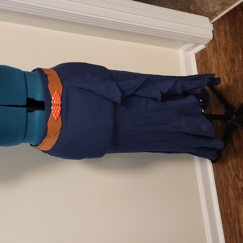 Iz Byer navy high-low country skirt